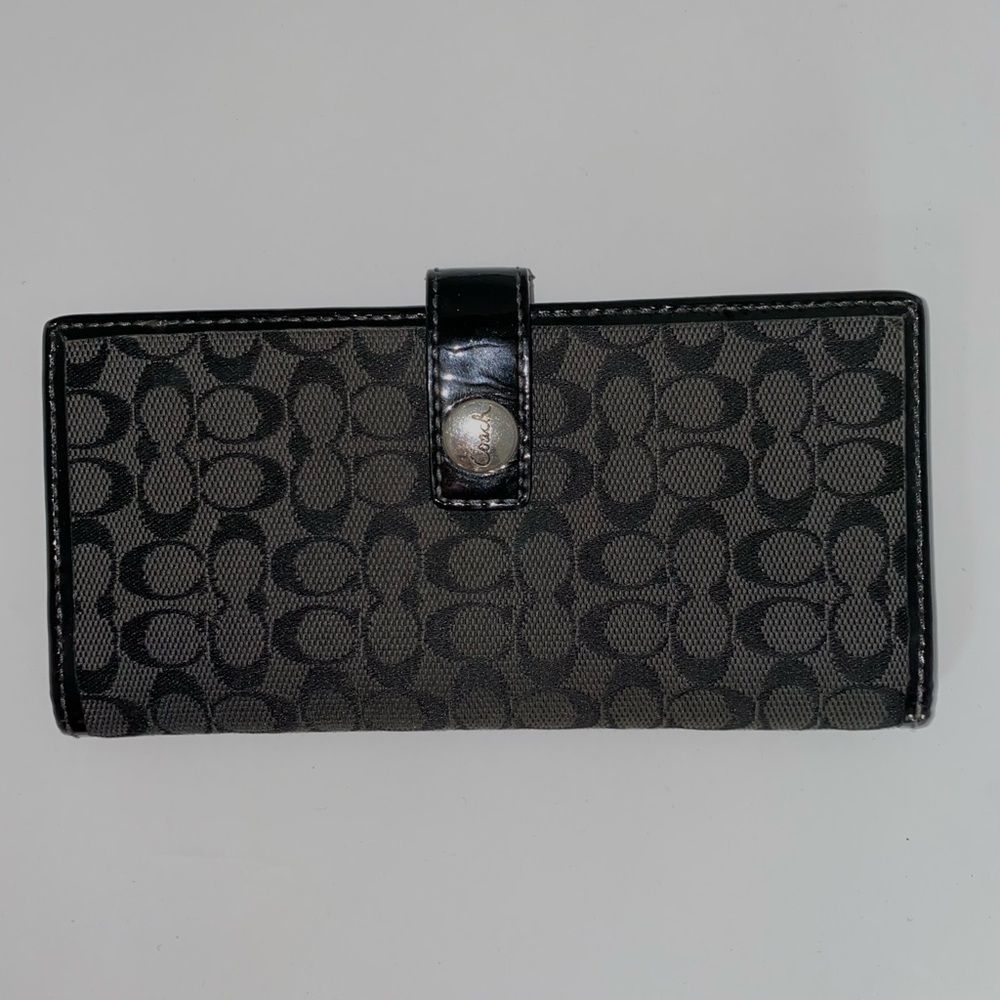 Coach foldable wallet in signature black canvas